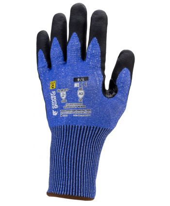 Rękawice EUROCUT N300 CUT C, niebieskie, czarna pianka nitrylowa, S.9
